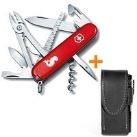 Комплект Нож Victorinox Angler Red 1.3653.72 + Чехол с фонариком Police