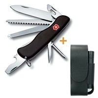 Фото Комплект Нож Victorinox Locksmith Black 0.8493.3 + Кожаный чехол + Фонарь
