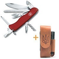 Комплект Victorinox Нож Outrider 0.9023 + Чехол для ножа универсальный на липучке + Фонарик