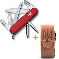 Фото Комплект Victorinox Нож Hiker Red 1.4613 + Чехол для ножа универсальный на липучке + Фонарь