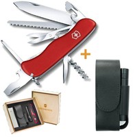 Комплект Нож Victorinox Outrider 0.8513 + Кожаный чехол + Фонарь