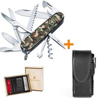 Фото Комплект Нож Victorinox Huntsman Millitary 1.3713.94 + Чехол с фонариком Police