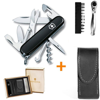 Фото Подарочный комплект Victorinox Climber Black 1.3703.3 + трещотка + биты + фонарь + чехол